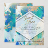 Koele moderne blush waterverf glitterij kaart (Voorkant / Achterkant)