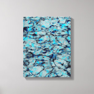 Koele, moderne digitale kunst van blauwe waterverf canvas afdruk