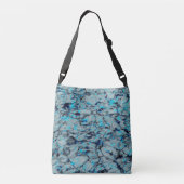Koele, moderne digitale kunst van blauwe waterverf crossbody tas (Achterkant)