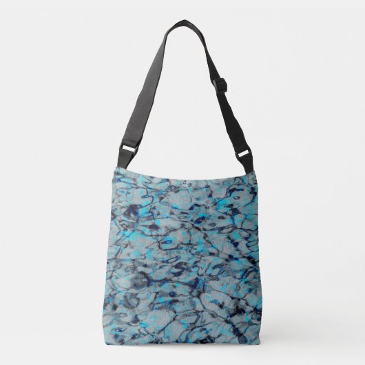 Koele, moderne digitale kunst van blauwe waterverf crossbody tas (Voorkant)