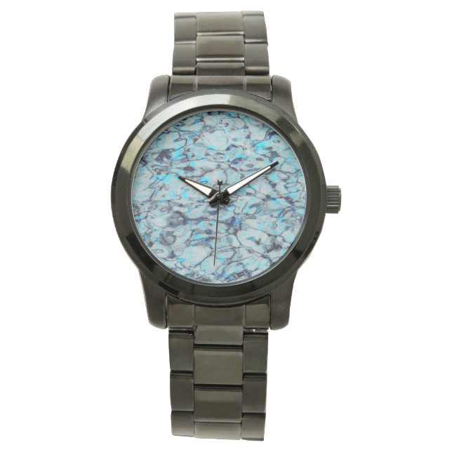 Koele, moderne digitale kunst van blauwe waterverf horloge (Voorkant)