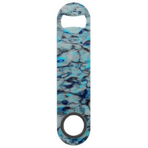 Koele, moderne digitale kunst van blauwe waterverf speed flessenopener