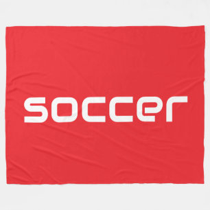 Koele moderne witte voetbal tekst op helder rood fleece deken