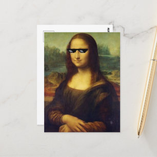 Koele Mona Lisa met bril Leonardo Da Vinci Briefkaart
