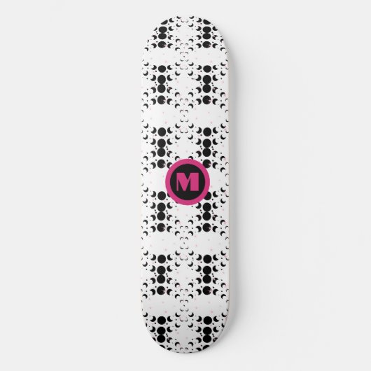 Koele Monogram Sterren en Moon Polka Dot Skateboard (Voorkant)