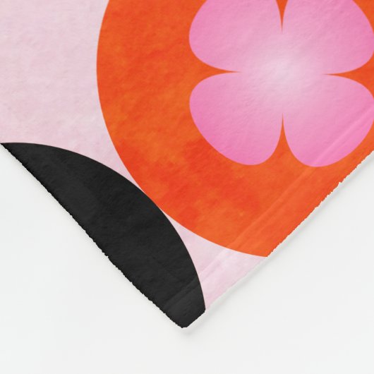 Koele multi gekleurde cirkels & roze klavers fleece deken (Hoek)