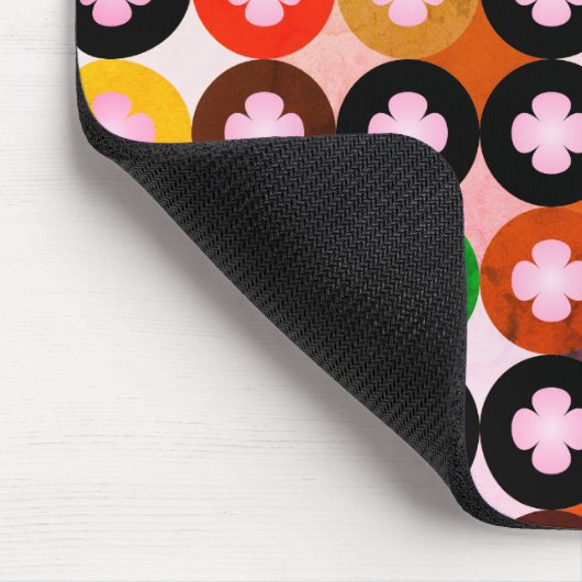 Koele multi gekleurde cirkels & roze klavers muismat (Hoek)