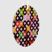 Koele multi gekleurde cirkels & roze klavers ornament (voorkant)