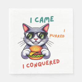 Koele nerd kat met hamburger tomcat cheeseburger servet