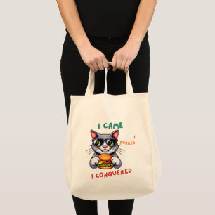 Koele nerd kat met hamburger tomcat cheeseburger tote bag