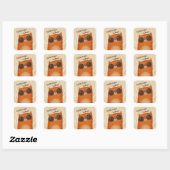 Koele Oranje kat Vierkante Sticker (Vel)