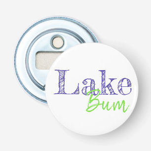 koele paarse en limoengroene MEER BUM typografie Button Flesopener