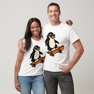 Koele Pinguïn op Skateboard T-shirt
