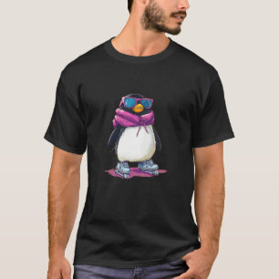 Koele Pinguïn Snelheid met Inline Schaatsen en Zon T-shirt