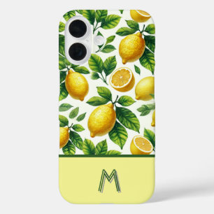 Koele pittige citroenen patterned mongrammed iPhone 16 hoesje