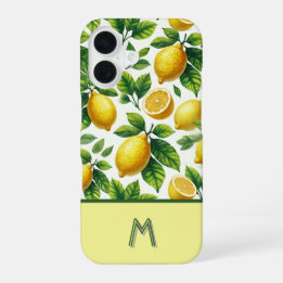 Koele pittige citroenen patterned mongrammed iPhone 16 hoesje