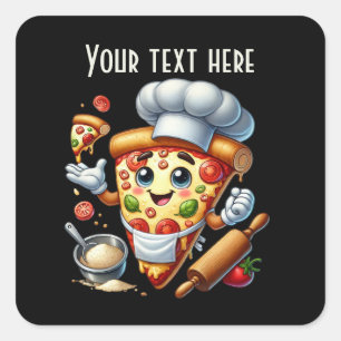 Koele pizza bakken partij vierkante sticker