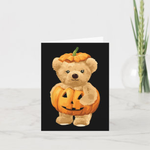 Koele pompoen en Beer voor Halloween Kaart