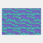 Koele rare Blauwgroen Paarse lijnen n Squiggles Pa Inpakpapier Vel (Voorkant 2)