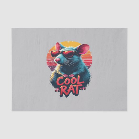 Koele Rat met Zonnebril Retro Sunset Design Tissuepapier (Voorkant)