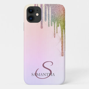 Koele Regenboog Glitter Drips Ombre iPhone 11 Hoesje