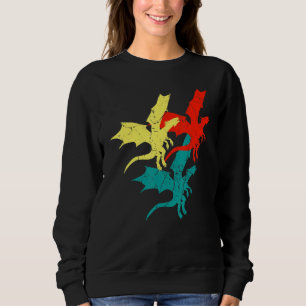 Koele Retro Dragon Flame Spuwende Vliegende Mythis Trui