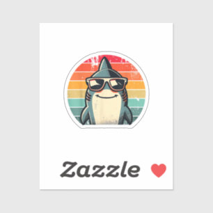 Koele Retro Haai in Zonnebril 70s 80s 90s Grappige Sticker