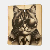 Koele Retro Kat in Aviator Zonnebril Kerstmis Keramisch Ornament (Links)