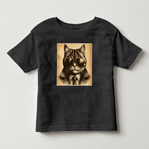 Koele Retro Kat in Aviator Zonnebril, Sepia Unisex Kinder Shirts