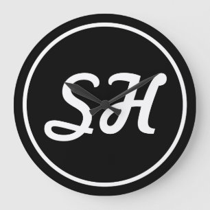 Koele Retro-Moderne Stijl Monogram Zwart & Wit Grote Klok