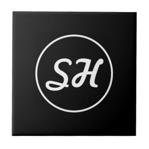 Koele Retro-Moderne Stijl Monogram Zwart & Wit Tegeltje