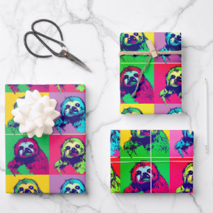Koele retro Popart luiaard ontworpen inpakpapier Vel