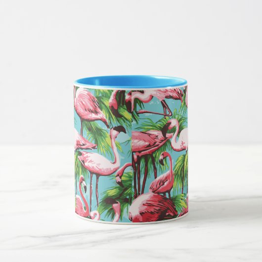 Koele Retro Roze Flamingoes Mok (Midden)