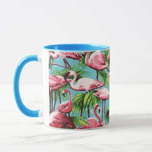 Koele Retro Roze Flamingoes Mok (Links)