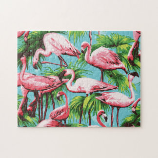 Koele Retro Roze Flamingo's Puzzel