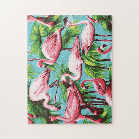 Koele Retro Roze Flamingo's Puzzel Legpuzzel (Verticaal)
