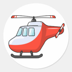 Koele rode en witte Cartoon helikopter Ronde Sticker