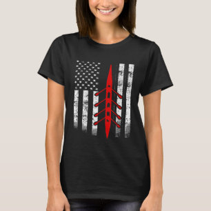 Koele Roeivlag Roeiende Shell op Amerikaanse vlag T-shirt