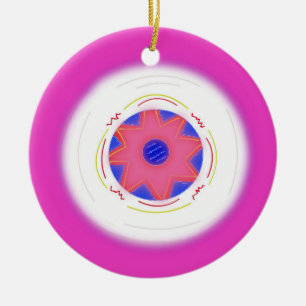 Koele roze frisbee keramisch ornament
