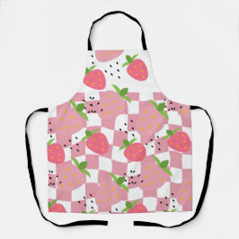 Koele Roze Keuken Aardbeien Geruit Ontwerp Schort
