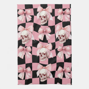 Koele Roze Keuken Skelet Halloween Theedoek