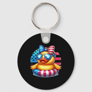 Koele Rubberen Eend Usa Vlag Cute Duckie 4 juli Sleutelhanger