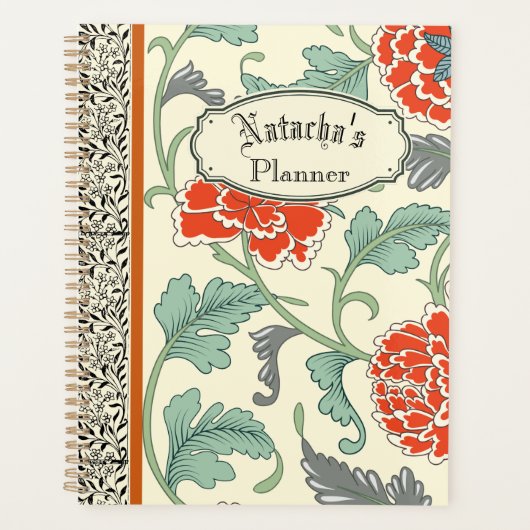 Koele rustieke japanse rode bloemen Boho  Planner (Voorkant)