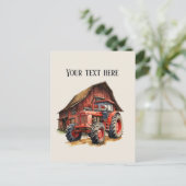 Koele schuur en tractor tekst toevoegen Boeren Briefkaart (Staand voorkant)