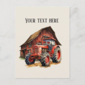 Koele schuur en tractor tekst toevoegen Boeren Briefkaart (Voorkant)