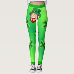 Koele Shamrock en Leprechaun Heldergroen Hart Leggings