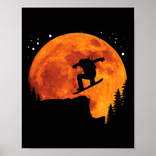 Koele Snowboard Snowboarder klif springen naar de Poster