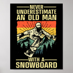 Koele snowboarden kunst voor mannen opa papa winte poster