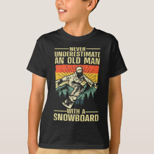 Koele snowboarden kunst voor mannen opa papa winte t-shirt