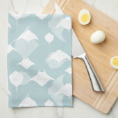 Koele Stingrays Blauwe Witte Oceaan Print Theedoek (Quarter Fold)